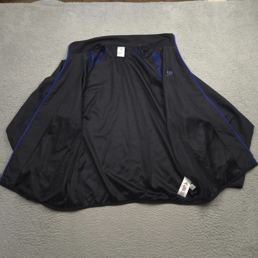 Adidas ClimaProof Windbreaker Mens Medium Black Blue Waterproof Full Zip Jacket